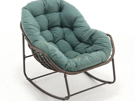 Indoor / Outdoor Oversized Wicker Egg Rocker Chair - Light Green