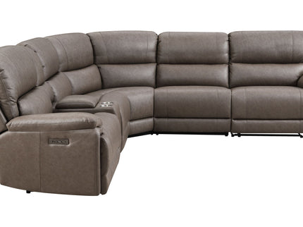 Kantu - Synthetic Leather Motion Sectional Sofa - Brown
