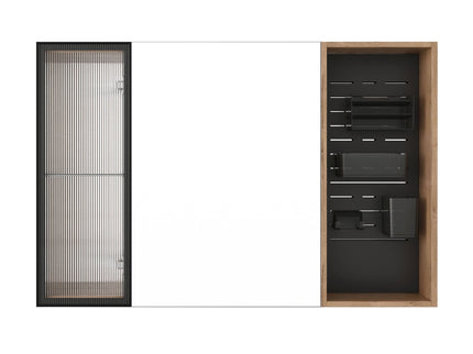 Wall Mounted Bathroom Cabinet, Adjustable Shelves Storage Cabinet - Imitative Oak
