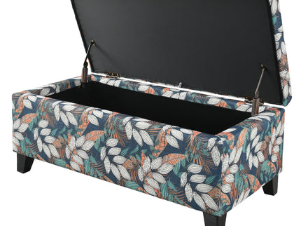Charming Floral Storage Ottoman With Upholstered Fabric