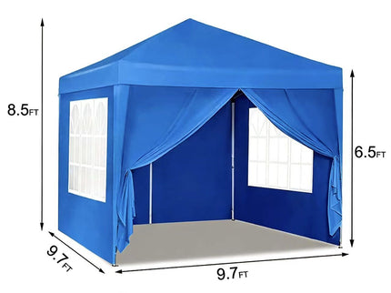 10'X10' Folding Canopy With 4 Removable Sidewalls Outdoor Event Shelter UPF 50+ Gazebo Portable Tents For Parties Beach Camping Wedding Ez Pop Up Canopy 4 Pieces Weight Bag + Carry Bag
