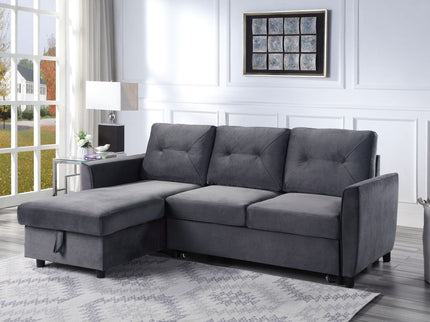 Hudson - Reversible Sleeper Sectional Sofa With Storage Chaise - Dark Gray