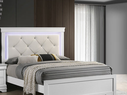 Tufted Headboard Bed With LED Lighting