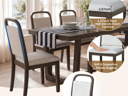 Farmhouse Dining Set With 4 Upholstered Chairs & 1 Bench