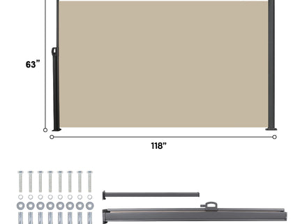 Retractable Side Awning, Waterproof And UV Resistant, Privacy Screen For Patio