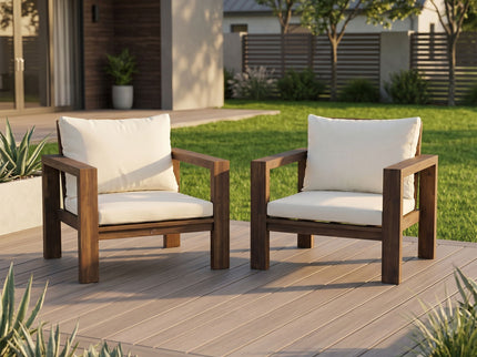 Stylish Outdoor Chair Set With Cushions For Garden (Set of 2)