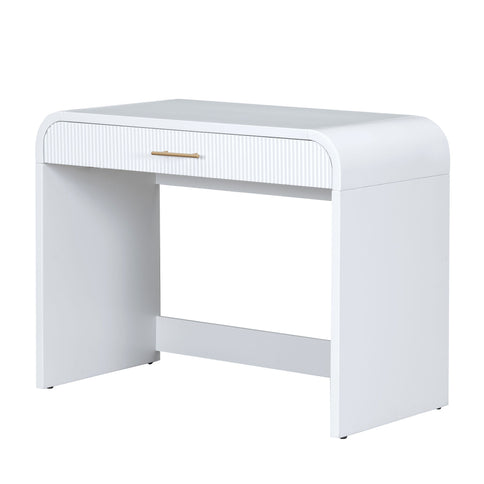 Makeup Vanity Table With Mirror Touch Screen Lighted Mirror, Dressing Table With Drawer For Bedroom - White