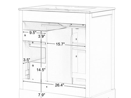 Bathroom Vanity With Sink Top, Cabinet With Door And 2 Drawers - White