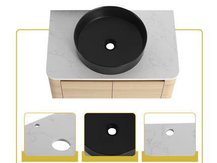 Mounted Bathroom Vanity With Art Sink & 2 Soft Close Doors