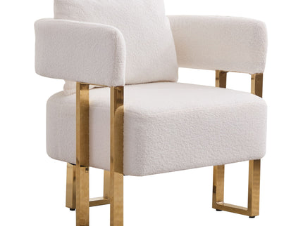 Modern Decorative Chair Teddy Fleece Upholstered And Metal Foot
