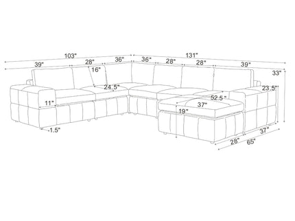 Large Square Arms Modular Sectional