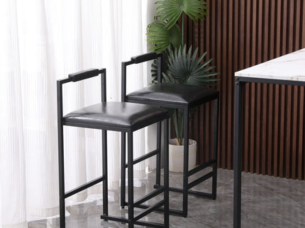 Elegant Bar Stool Set With Backrest And Footrest, Counter Height (Set of 2)