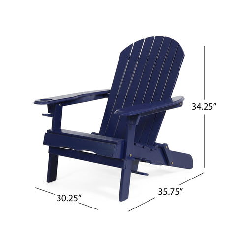 Zenithia - Outdoor Foldable Adirondack Chair With 2 Cup Holders