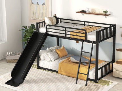 Metal Bunk Bed With Slide, Durable Steel Frame
