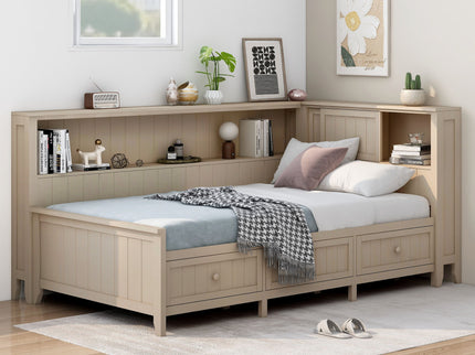 Daybed With Storage Shelves And 3 Drawers