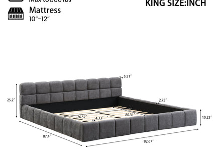 Elegant Upholstered Bed With Checkerboard Design