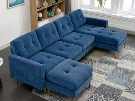 Modern L - Shape Convertible Sectional Sofa With Movable Ottoman