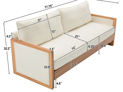 Modern 3 Seater Sofa With Armrests, Living Room Couch