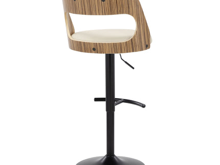 Cecina - Contemporary Adjustable Barstool With Swivel With Rounded T Footrest (Set of 2) - Black / Zebra / Cream