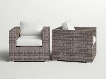 Grade - Club Patio Chair With Sunbrella Cushions (Set of 2) - Gray Mix / White