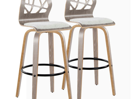 Folia - Contemporary Fixed Height Stool With Swivel With Round Footrest (Set of 2)