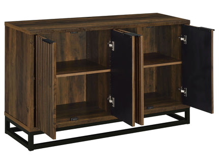 Thurston - 4 Door Accent Cabinet Carved Doors - Dark Brown