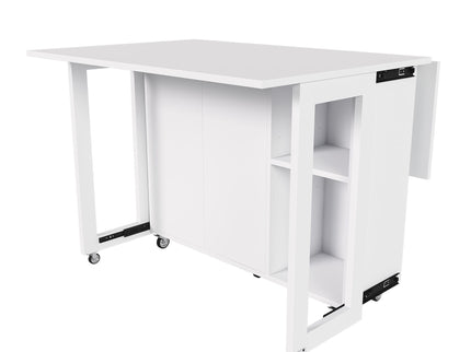 3 In 1 Foldable Side Table With 4 Storage Shelves