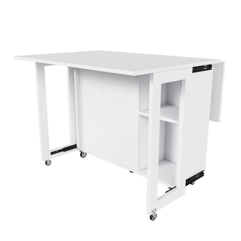 3 In 1 Foldable Side Table With 4 Storage Shelves