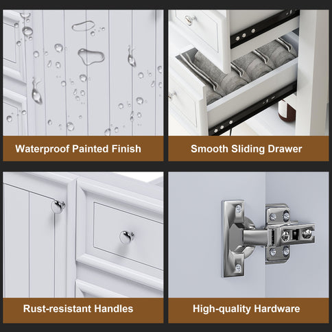 Bathroom Vanity Set With 3 Drawers And Storage Cabinet - White