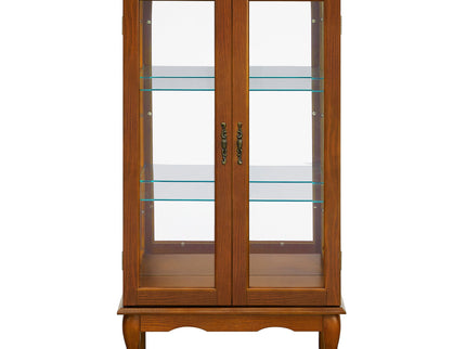 Curio Cabinet Lighted Curio Diapaly Cabinet With Adjustable Shelves And Mirrored Back Panel, Tempered Glass Doors (3 Tier), (E26 Light Bulb Not Included)