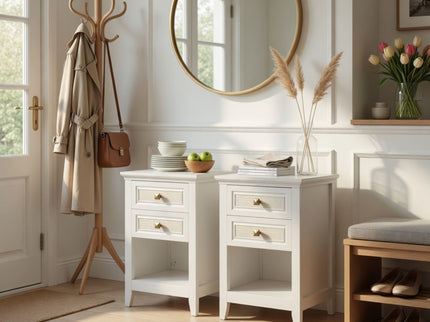 Nightstand With 2 Drawers Bedside Table