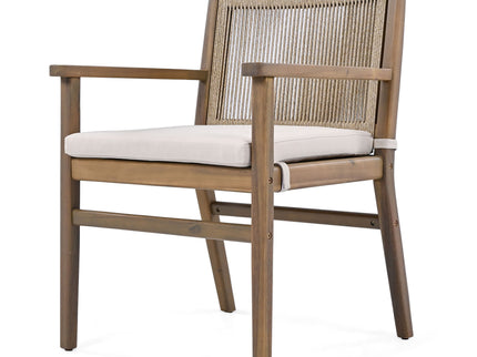 Outdoor Acacia Wood Patio Dining Armchair (Set of 2)