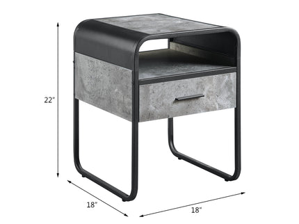 Raziela - End Table With Drawer - Black / Gray