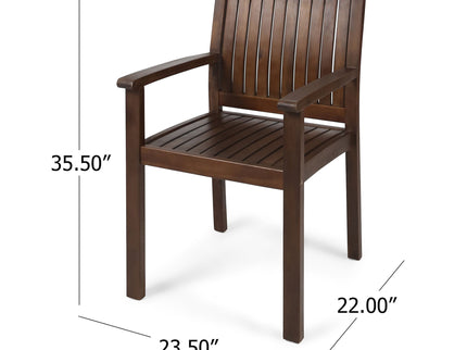 Wilson - Rustic Dining Chair Acacia Wood With Slat Panel Design (Set of 2) - Dark Brown