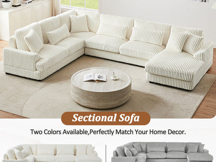 Oversized Sectional Sofa U - Shaped Sofa Couch Modern Sofa Upholstered In Soft With A Chaise Lounge For Living Room