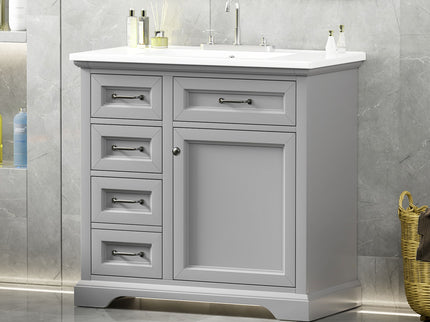36" Bathroom Vanity With Sink, 2 Tip-Out Drawers, Soft Close Hinges