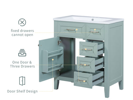 Modern Bathroom Vanity With Sink Combo, 3 Drawers, Undermount Drop-In Sink