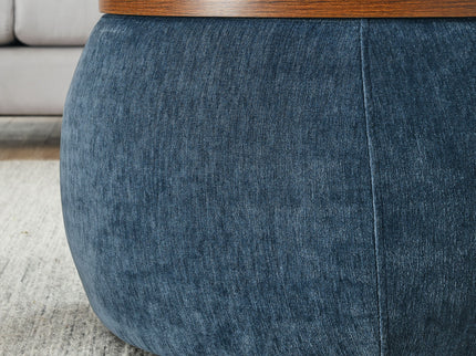 Round Storage Ottoman, 2 In 1 Function, End Table And Ottoman