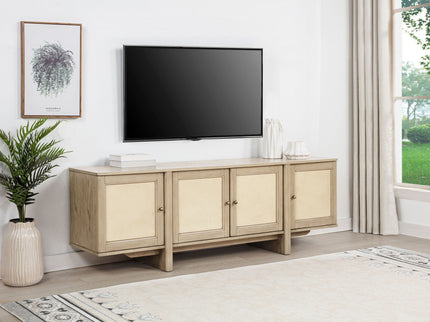 Kimpton - 4 Door Cane TV Stand Media Console - Beige