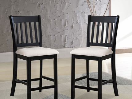 Transitional Rubberwood Dining Room Chairs (Set of 2) With Slatted Back - Black