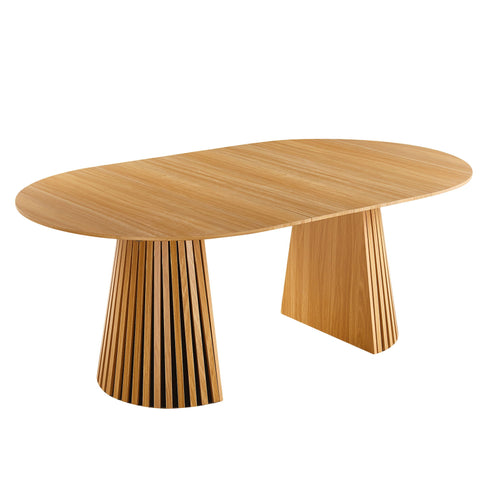 Extendable Pedestal Multifunctional Dining Table - Oak