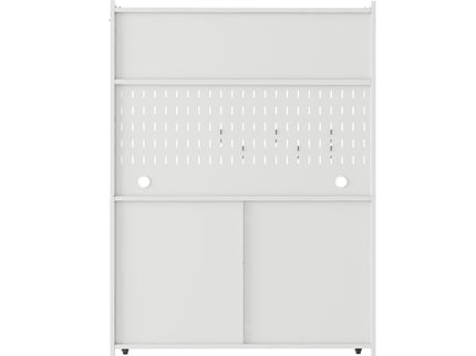 Contemporary Kitchen Pantry Cabinet With Glass Doors, Adjustable Shelves, Steel - Brushed Nickel