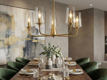 Dazzle - 5 Lights Chandelier With Clear Seeded Satin - Antique Brass / Clear / Gold