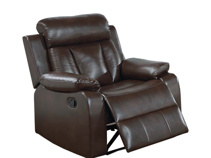 Leatherette Recliner With Pillow Arms And Headrest For Living Room - Brown