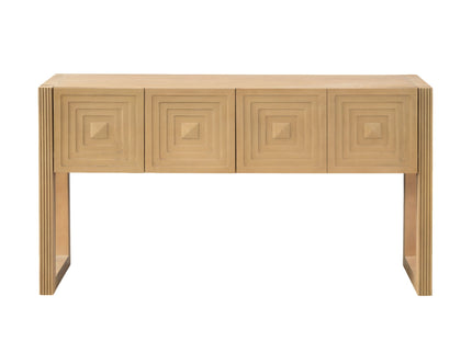 Geometric Carved Console Table With 3 Soft Close Drawers