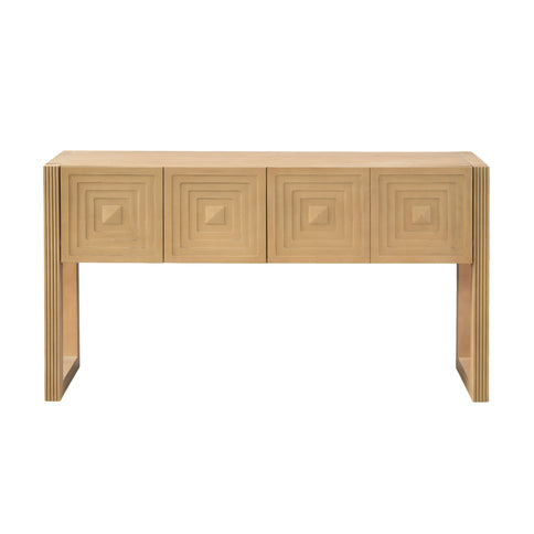Geometric Carved Console Table With 3 Soft Close Drawers
