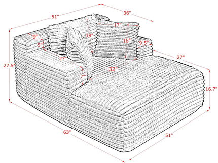 Chaise Lounge Sofa Bed With Deep Seat For Living Room