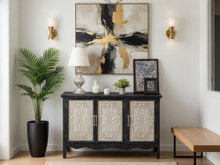 3 Door Sideboard Buffet Cabinet With Storage - Black