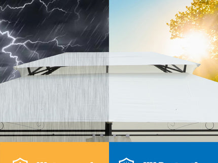 Outdoor Patio Gazebo Tent With Ventilated Double Roof And Sidewall