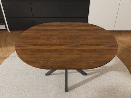 Round Dining Table With Extendable Blades, X Base